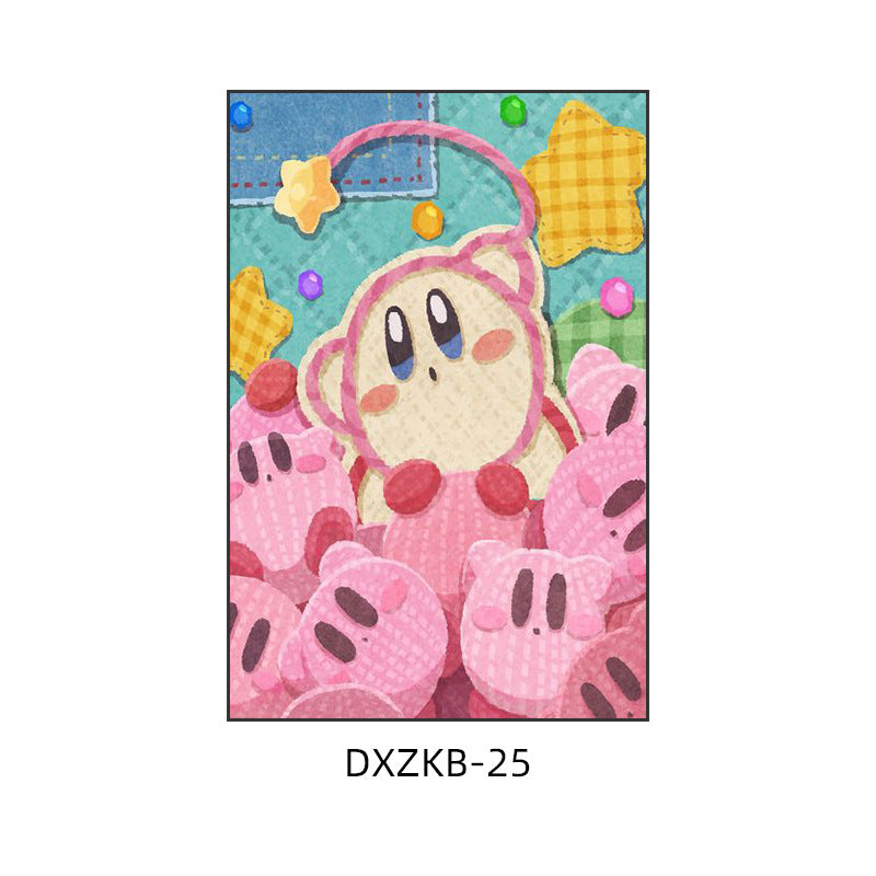 Star Kirby decorative painting pink girl bedroom children's room hanging painting cartoon animation cute princess bedside mural