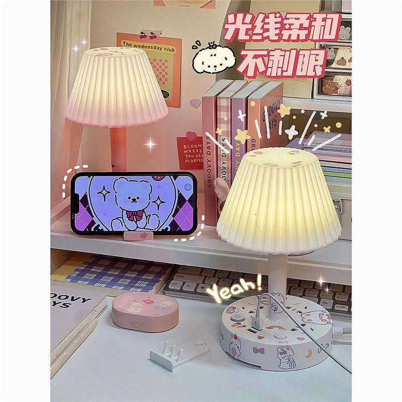 Smart all-in-one led desk lamp - perfect for bedrooms, bedside tables, and dorm rooms. eye protection, usb charging, multi-function, multi-outlet
