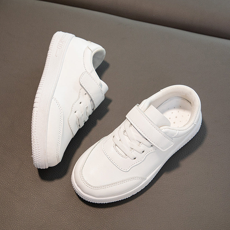 Children's school performance small white shoes Velcro soft-soled sports shoes spring and autumn boys and girls low-top casual shoes
