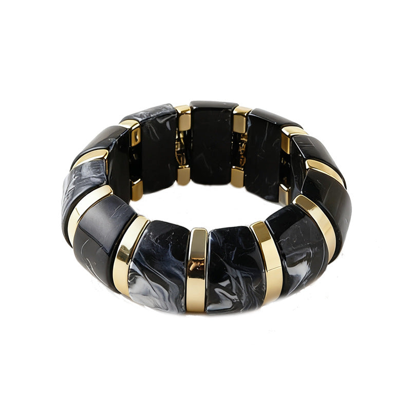 Acrylic smudged bracelet wholesale fashion cross-border stylish exaggerated multi-color accessories high-end wide elastic bracelet