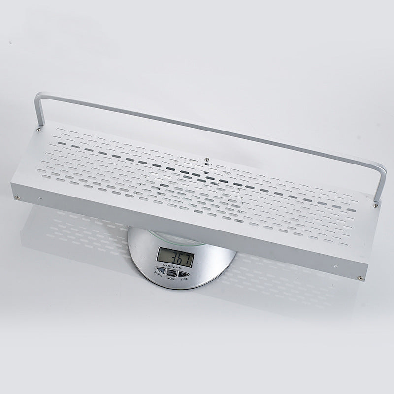 Silver Space Aluminum Bathroom Mirror Front Shelf Cosmetics Tray Wash Desk Toilet Storage with Towel Bar