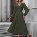 Fall and winternew arrival medium wool ball oblique collar lantern sleeve pleated waist dress