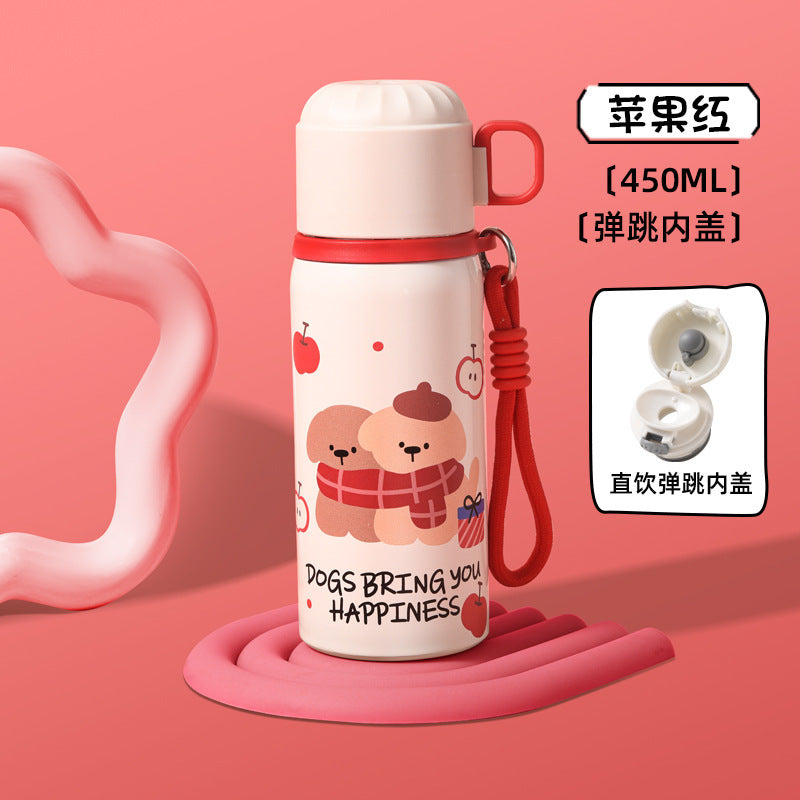 Double-walled insulated water bottle for kids, 316 stainless steel, suitable for both boys and girls. water bottle with straw, large capacity, wholesale and customization available