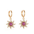 Wholesale jewelry sets: european and american retro sunflower necklace three-piece set, light luxury high-end diamond-studded eight-pointed star stud earrings