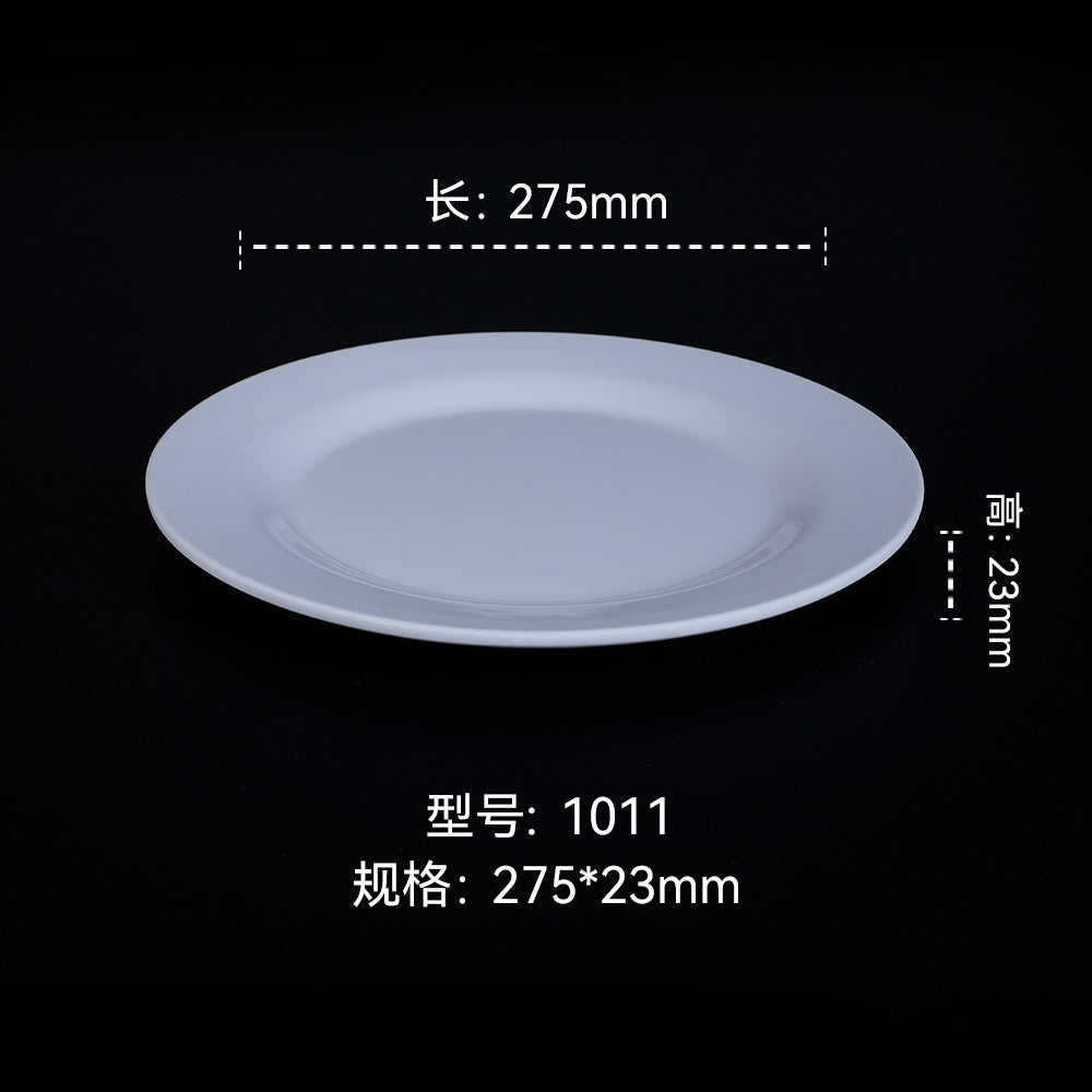 Melamine dinnerware white imitation porcelain premium round plate flat plate plastic dish commercial round plate customization