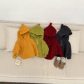 Kids' hooded knit sweater - autumn/winter collection - solid color, thickened, warm pullover for baby boys and girls - infant knit hoodie