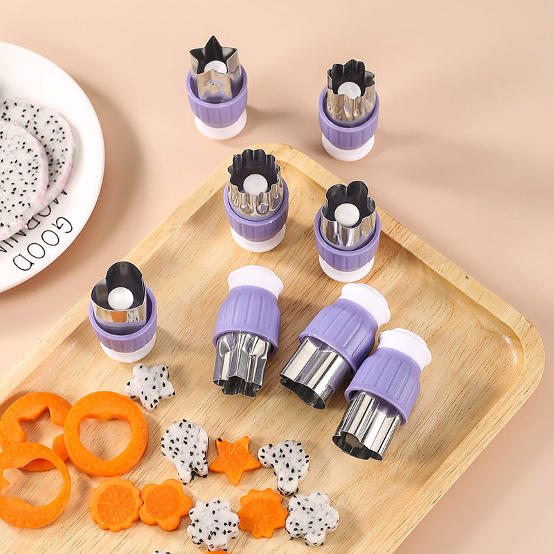 Factory's new 8-piece set of stainless steel lever-type vegetable and fruit cutters, butterfly mask printing molds, full hand protection