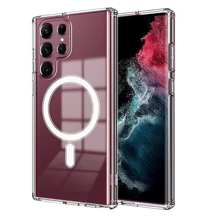 Suitable for samsung s26ultra transparent magnetic phone case s25plus acrylic high transparency protective cover cross-border a56