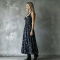 european and american halter floral dress -  bestseller, v-neck, slim fit, vacation style midi dress - cross-border e-commerce