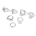 Wholesale alloy rings: european & american cross-border jewelry, women's high-end fashion, french minimalist pearl stacking ring set