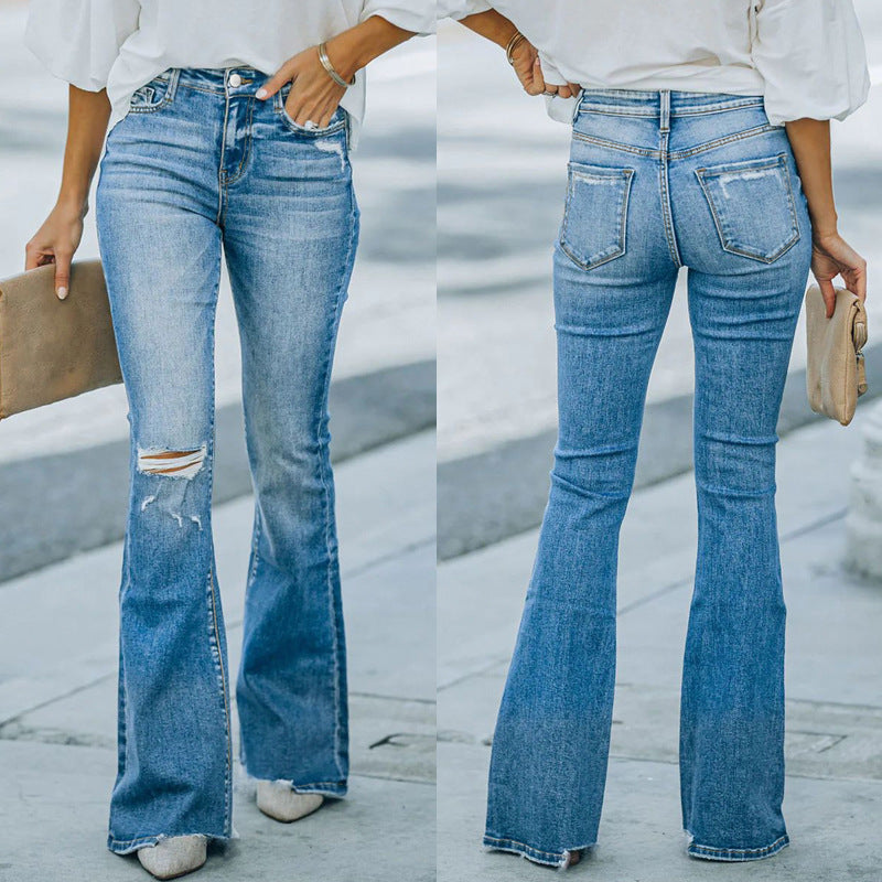 Xintang jeans women's new arrival hot-selling fashionelegantwork clothing micro-flare pants washed stretch jeans