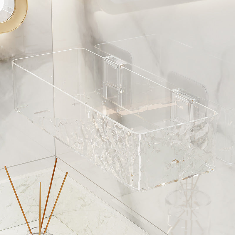 Bathroom storage rack - wall mounted, no drilling required - vanity organizer for toiletries, cosmetics, and more