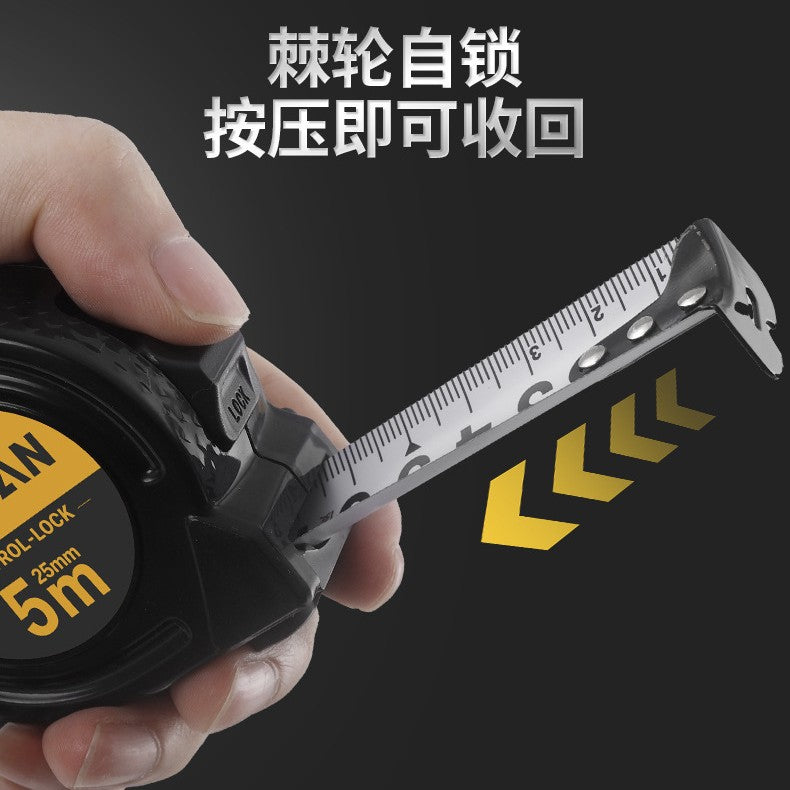 阿斯兰加厚双制动不锈钢卷尺量房装修10米耐磨英制钢卷尺抗摔自锁