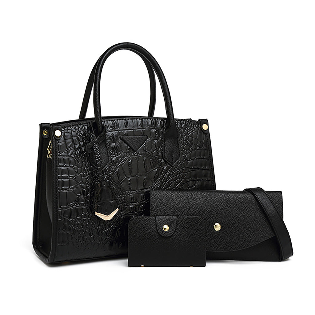 European and American retro new fashion shoulder bag urban simple large-capacity handbag crocodile pattern women's messenger bag