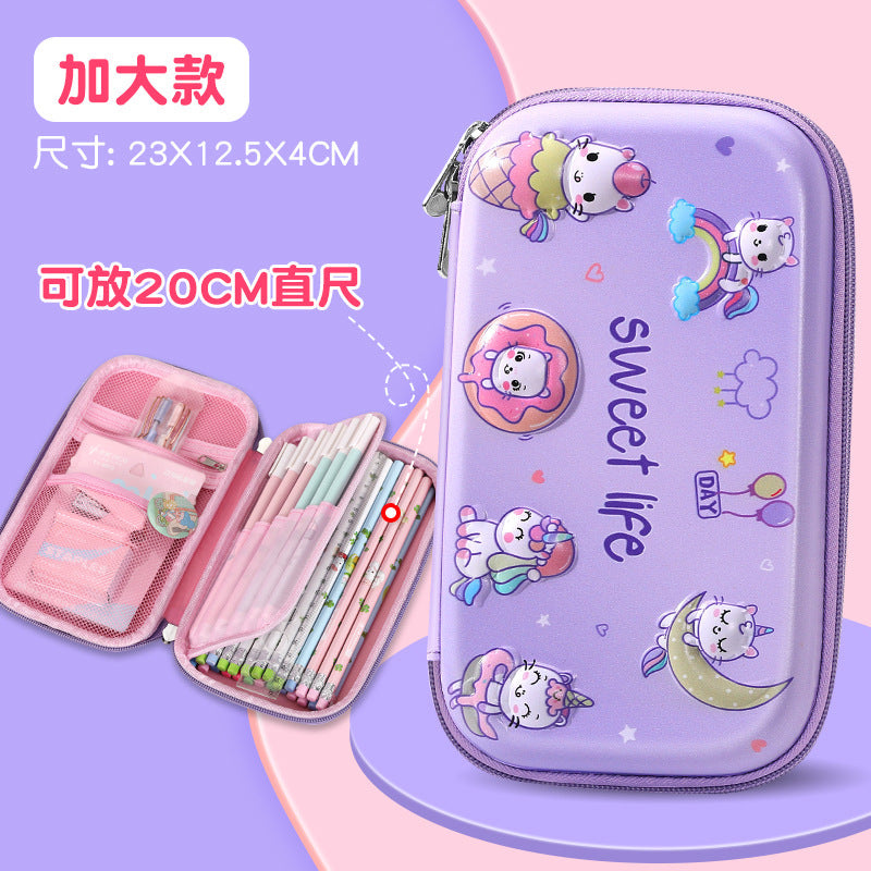 Factory direct sales new arrivaleva stationery box wholesale primary school students enlarged capacity anti-fall pencil box portable storage