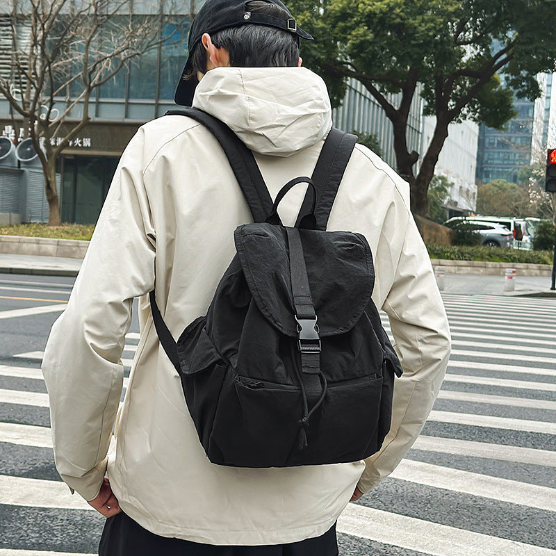 New Japanese simple solid color large-capacity student class backpack men's and women's lightweight sports travel versatile backpack