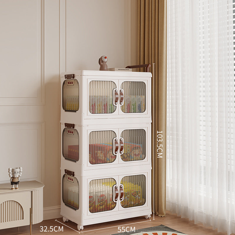 Xinle, light luxury cream wind cart storage cabinet, installation-free storage cabinet, double door multi-layer thickened storage box
