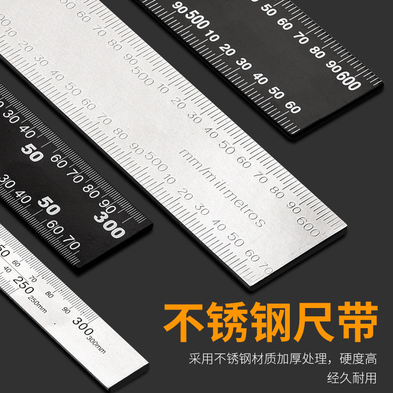 Square ruler 90 degree stainless steel thickened 300 500 600 woodworking decoration l-shaped ruler right-angled ruler thickened version