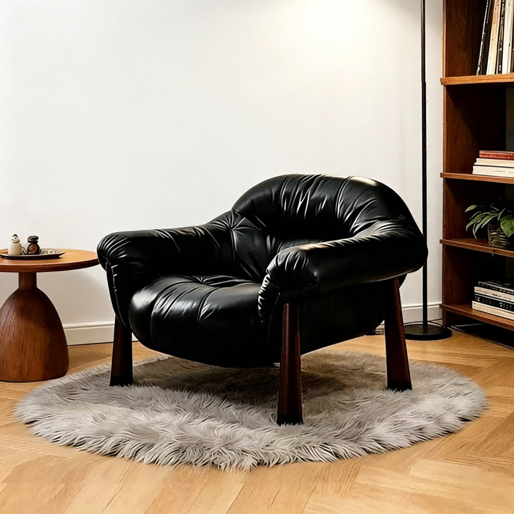 Designer chair retro medieval style italian first layer real cowhide lazy lounge chair living room balcony casual single sofa
