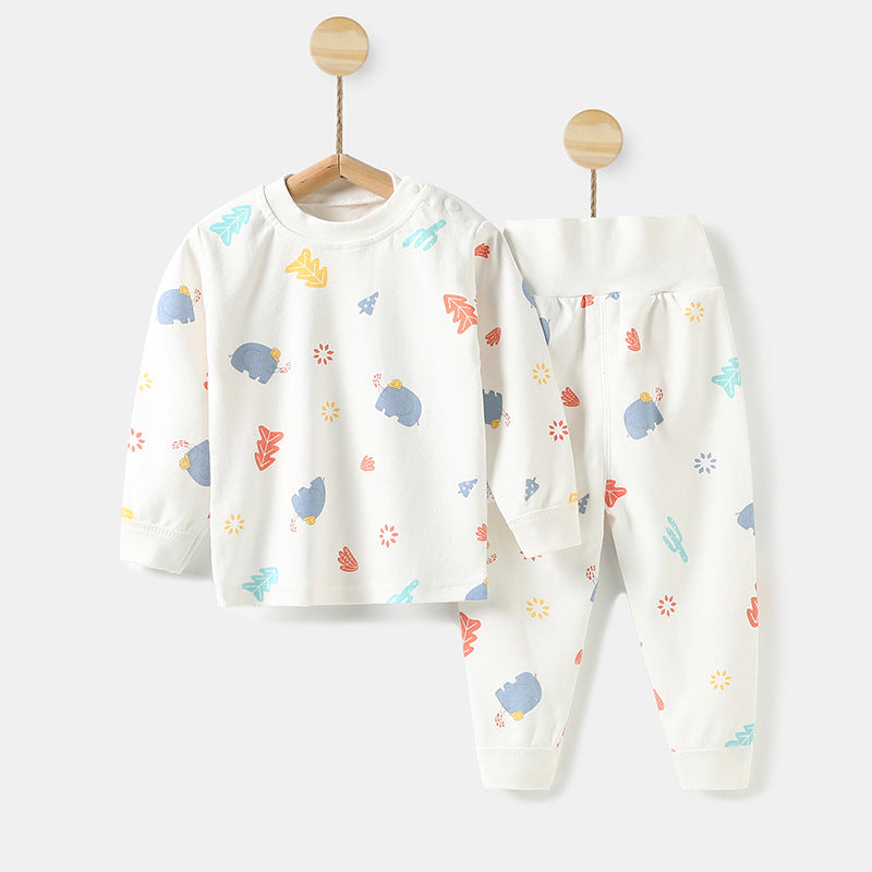Wholesale high-waisted baby thermal underwear sets, newborn bodysuits, 0-3 years old kids' clothes, boys' and girls' long johns