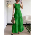 fashionsummernew arrival round neck sleeveless cut outlaceeleganceromanticcasual vacation dress