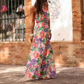 spring european and american style cross-border elegant printed women's dress - fresh wrap dress with ruched detail, chic and commuter-friendly long dress