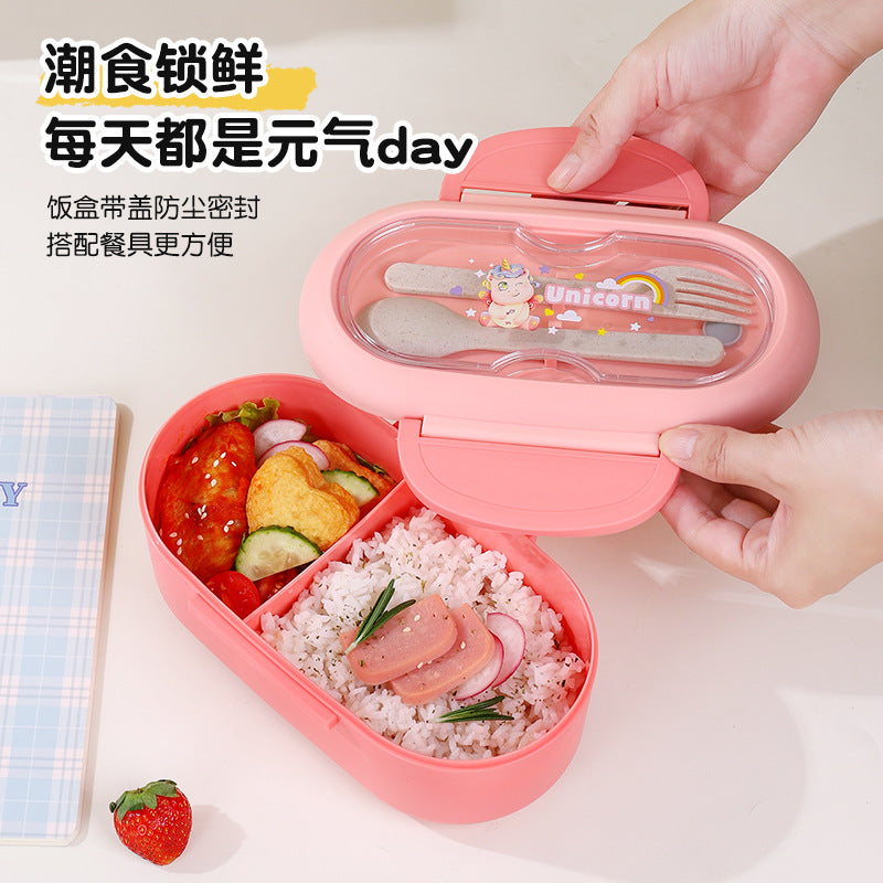 portable lunch box for office workers, plastic lunch box with divider, lunch box with lid, fresh-keeping lunch box, microwaveable