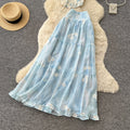 French sweet lace camisole and floral cake skirt two-piece set - women's summer slim-fit vacation outfit