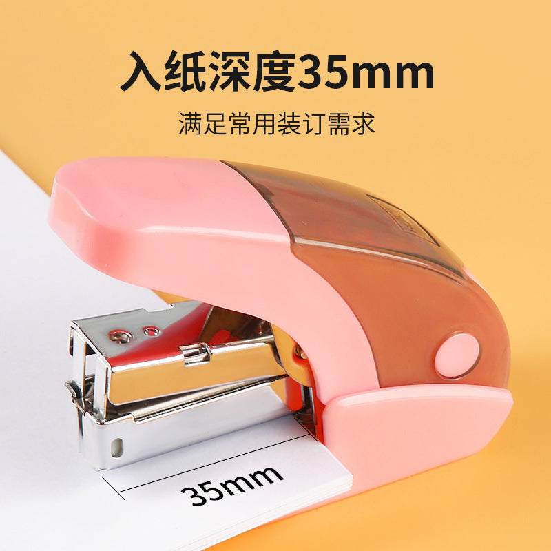 Mini labor-saving stapler with staple compartment Creative multi-functional office Binding machine for primary school students Children are cute