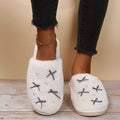 Cute girly ins style cotton slippers for women indoor flatsfor homeheattechfall and winterbowspopular furry slippers