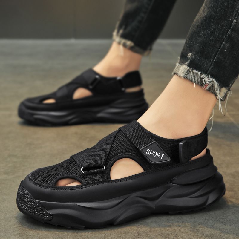 Crocs men's shoes machine breathable thick soft bottom easiest for matchcasualfashion sports sandals non-slipcut out half-toe shoes toe cap
