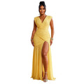 Women's sleeveless v-neck bodycon mini dress with ruched detail and asymmetrical slit - autumn  new arrivals for european and american export