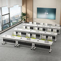 Foldable training table and chair set, mobile splicing bench table with wheels, multifunctional office desk combination, conference room table and chairs