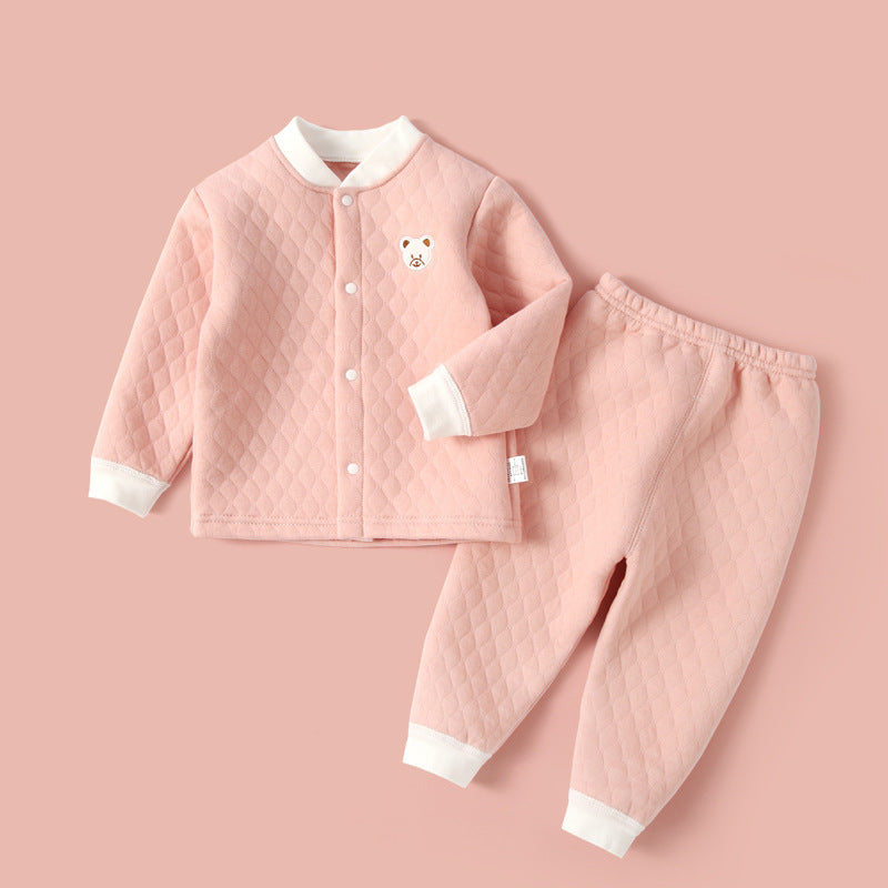 Baby heattechsuitfall and winterpure cotton male baby autumn clothing female baby intimatesspring & fallthickenedcardigan autumn clothes and autumn pants