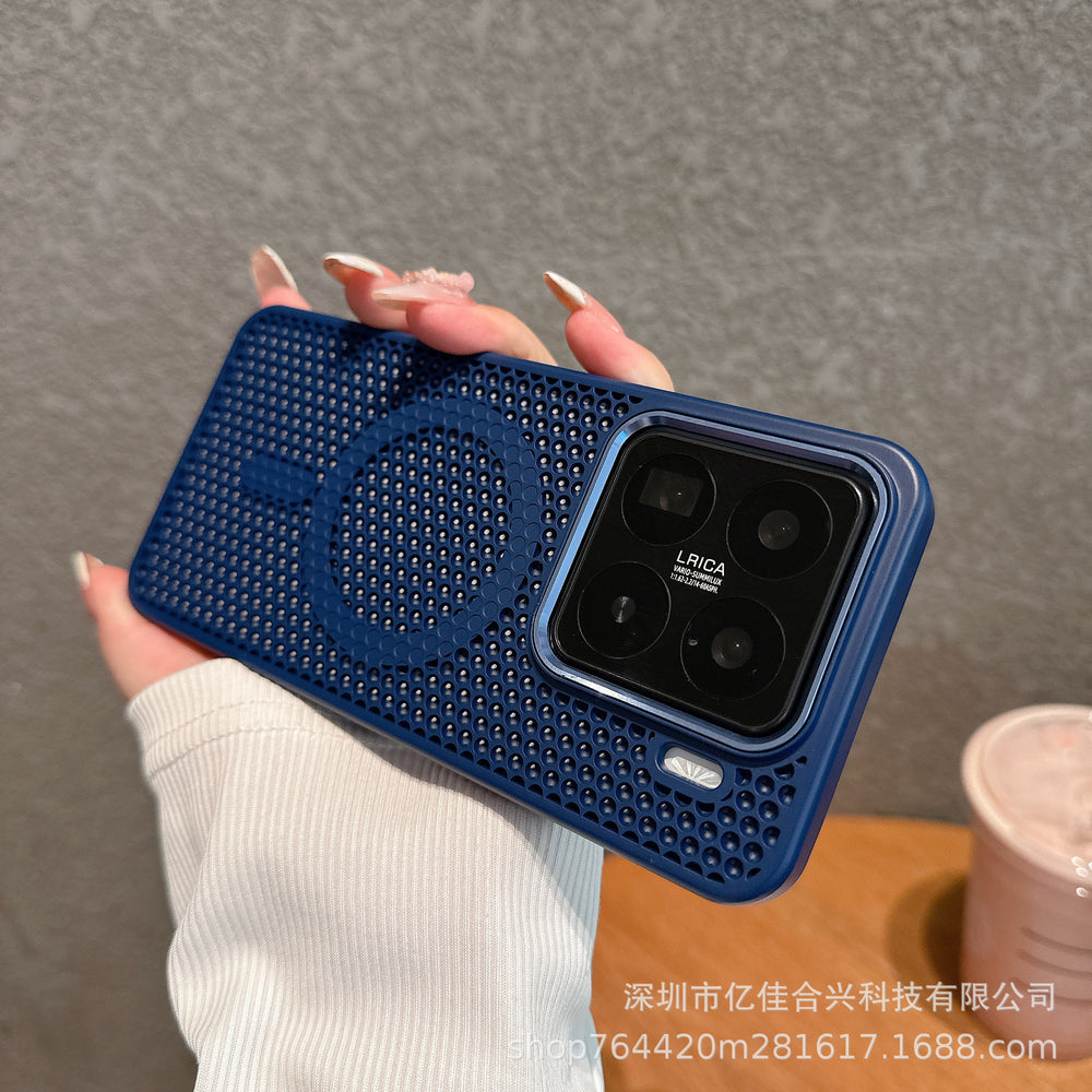 Premium metal lens compatible xiaomi 15 magsafe magnetic honeycomb cooling phone case, redmi k80 drop-proof