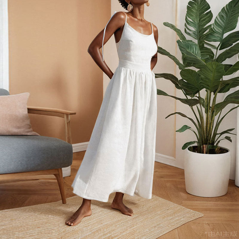 cross-border e-commerce women's fashion: european and american summer new arrivals - elegant and sexy strappy backless cami dress