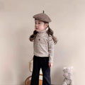 Long sleevesstripes bottom baby style middle and small children boys and girls single tops inner bottom shirt girl high collar thickened