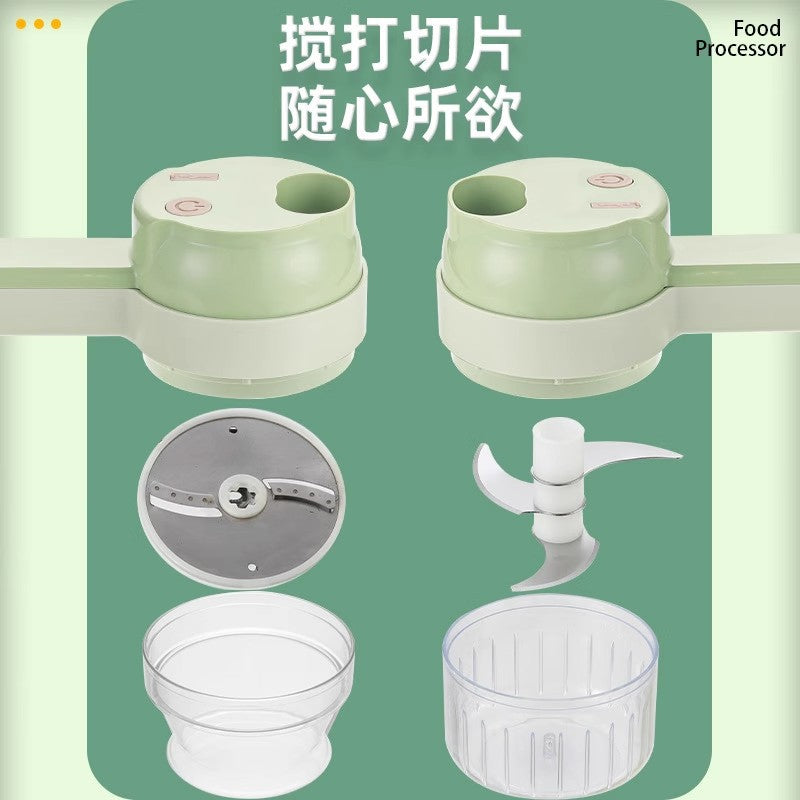 New arrival gatling vegetable cutter multi-functional for home slicing handy gadget garlic pounding grinding storm electric handheld food processor