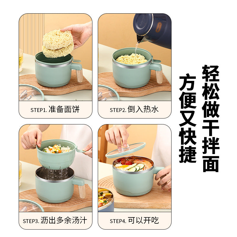 304 stainless steel instant noodle cup - portable double-walled bowl with lid for student dorms, japanese-style lunch box, bento box, gift