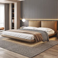 Master bedroom floating king size bed 1.8m upholstered high-end elegant wedding bed italian minimalist double genuine leather bed