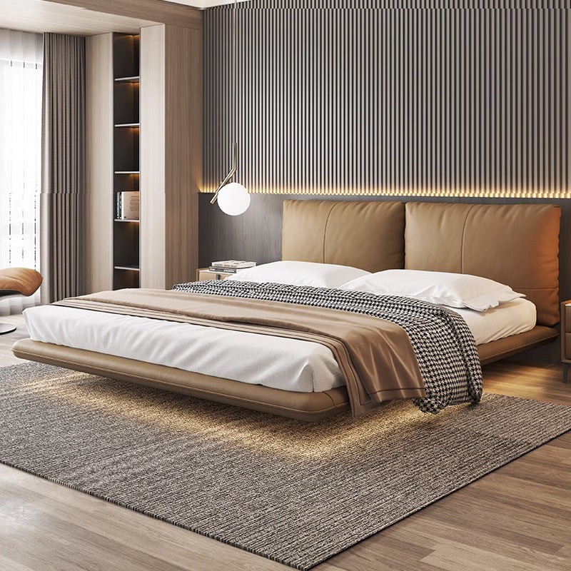 Master bedroom floating king size bed 1.8m upholstered high-end elegant wedding bed italian minimalist double genuine leather bed