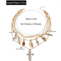 Long cross necklace wholesale pendant retro bow heart stacking design necklace clavicle chain