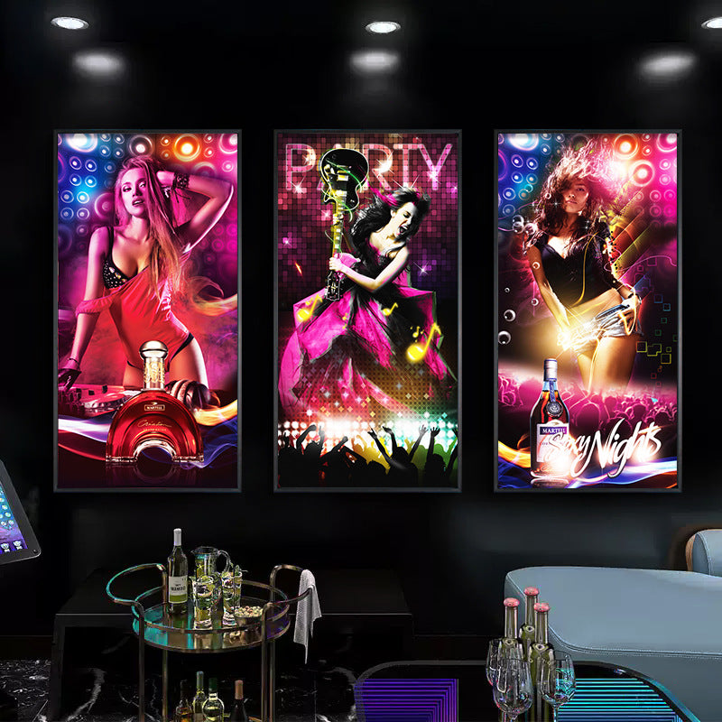 Bar decoration painting ktv dance hall clear bar box background wall ambient light painting hotel sexy beautiful woman hanging painting