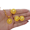 middle east hot-selling three-piece set: star design gold-plated necklace, pendant, earrings, and ring jewelry set