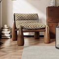 Solid wood designer baseball chair - striped fabric accent chair for living room - premium single sofa chair