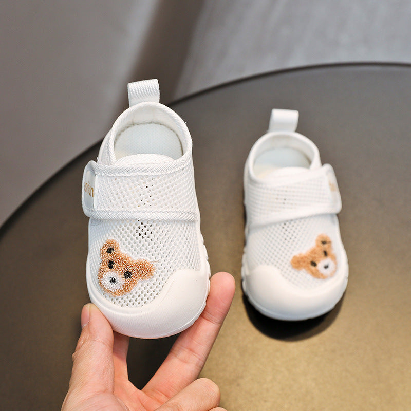 Bear sports soft sole single mesh breathable summer style 1-2 years old male and female baby toddler shoes soft sole baby indoor mesh shoes