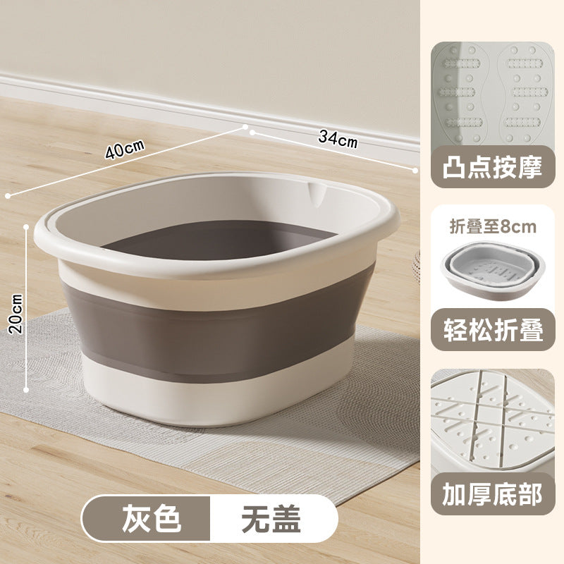 Foldable plastic foot soak bucket - portable, collapsible, fumigation foot basin - deepened winter home massage foot bath tub