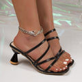 Plus sizeexportfashionfashion women's slippers outwear women's high-heeled slippers one-shaped square toe thin-heeled sandals women's slippers