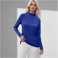 cross-border new women's long-sleeve t-shirt: everyday casual, mid-neck, solid color top, base layer - in stock