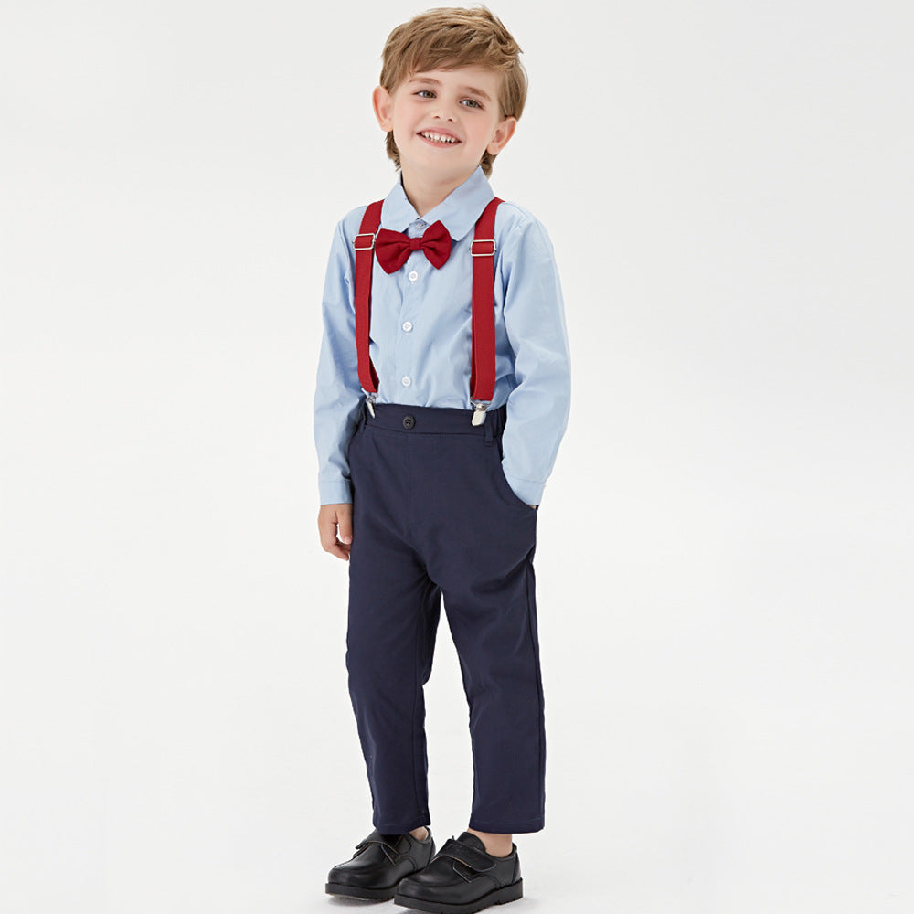 Export children's clothing boysautumsuit gentleman's first birthday dress kidslong sleeves shirt baby boy's clothes personalized